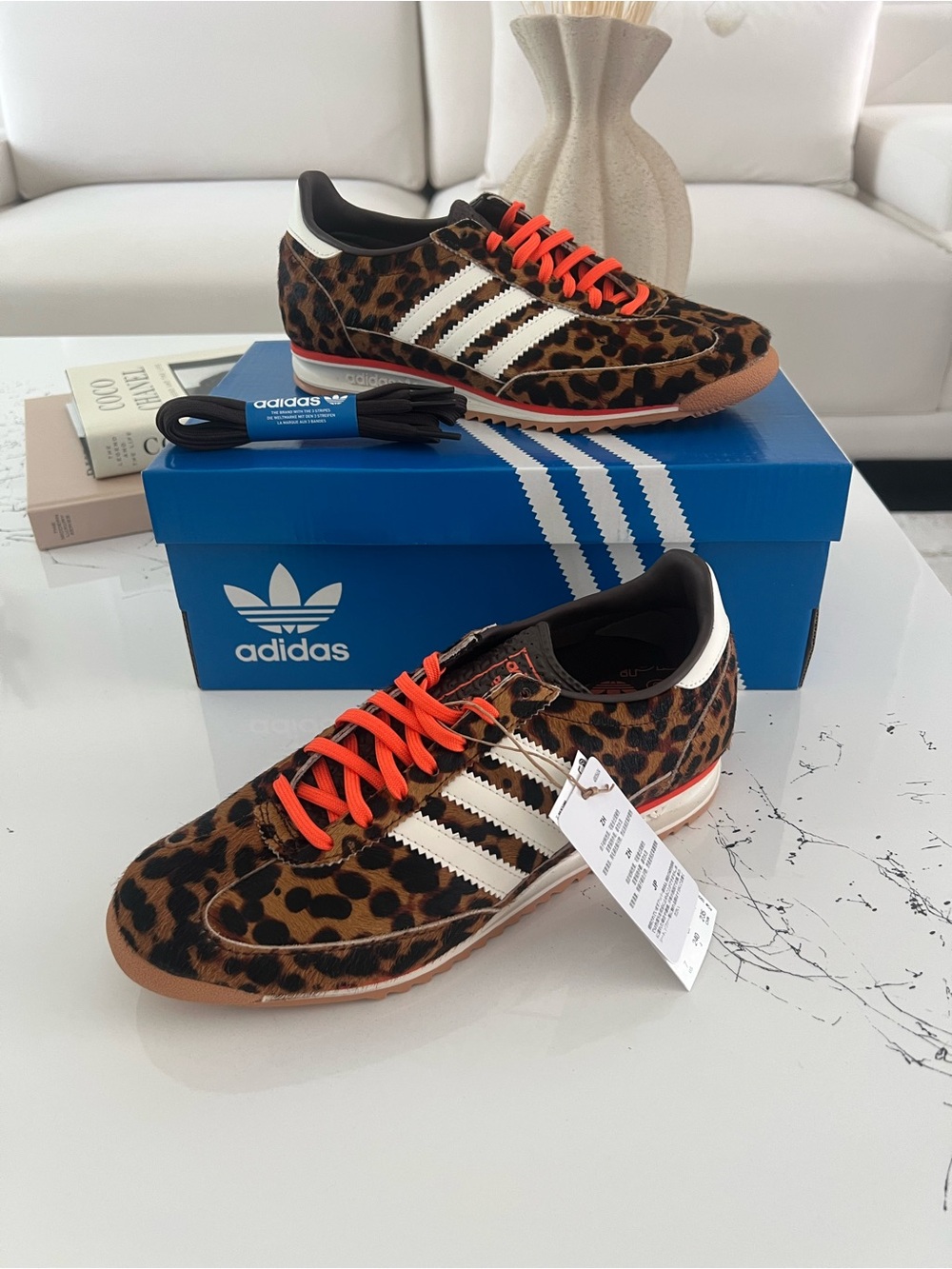 NWT Adidas SL 72 OG W Leopard Pony Hair Orange Laces Women’s Sneakers JI0189